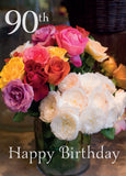 Age 90 Card - Parisian Rose Posies  (Order in 6)