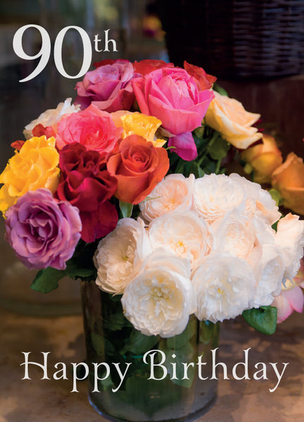 Age 90 Card - Parisian Rose Posies  (Order in 6)