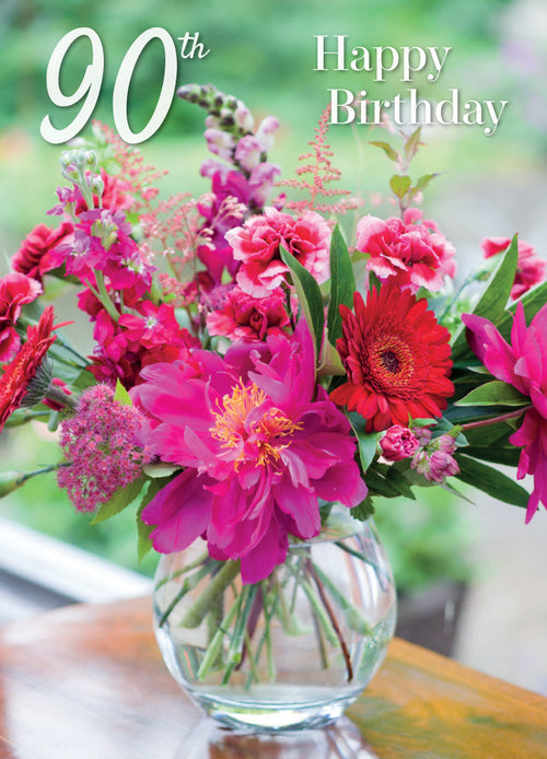 Age 90 Card - Paeony Arrangement  (Order in 6)