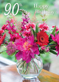 Age 90 Card - Paeony Arrangement  (Order in 6)