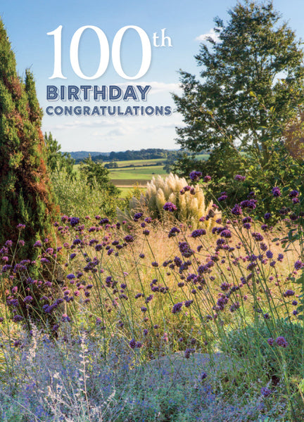 Age 100 Card - Hyde Hall Garden Scene  (Order in 6)