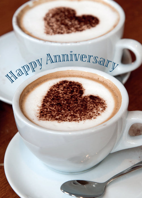 Anniversary Card - Coffee Cups  (Order in 6)