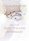 Silver Anniversary Card - Silver Rings  (Order in 6)