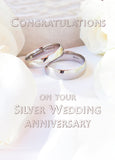 Silver Anniversary Card - Silver Rings  (Order in 6)