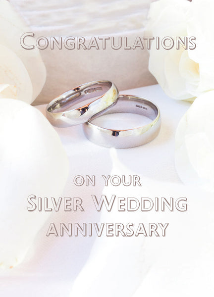 Silver Anniversary Card - Silver Rings  (Order in 6)