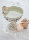 Christening Card - Scene With Toy Lamb  (Order in 6)