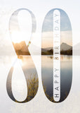 Age 80 Card - Mountain Lake Scene  (Order in 6)
