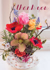 Thank You Card - Teacup Posy  (Order in 6)