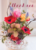 Thank You Card - Teacup Posy  (Order in 6)