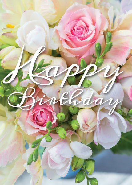 Birthday Card - Roses and Freesias  (Order in 6)