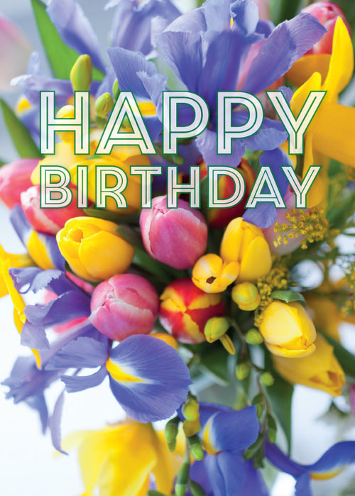 Birthday Card - Spring Flowers  (Order in 6)