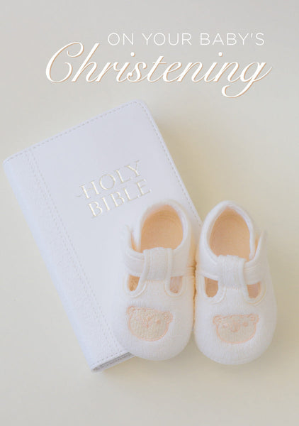 Christening Card - Bible and Shoes  (Order in 6)