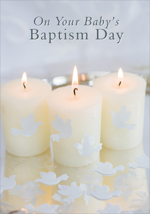 Baby Baptism Card - Candles/Paper Doves  (Order in 6)