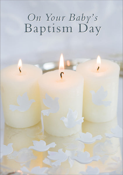 Baby Baptism Card - Candles/Paper Doves  (Order in 6)