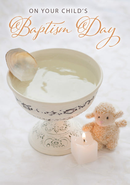 Child Baptism Card - Font/Lamb  (Order in 6)