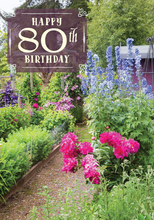 Age 80 Card - Garden Path  (Order in 6)