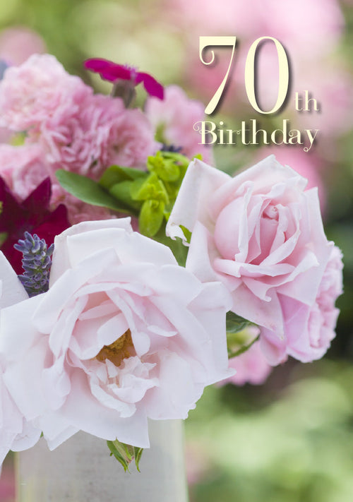 Age 70 Card - Roses and Carnations  (Order in 6)