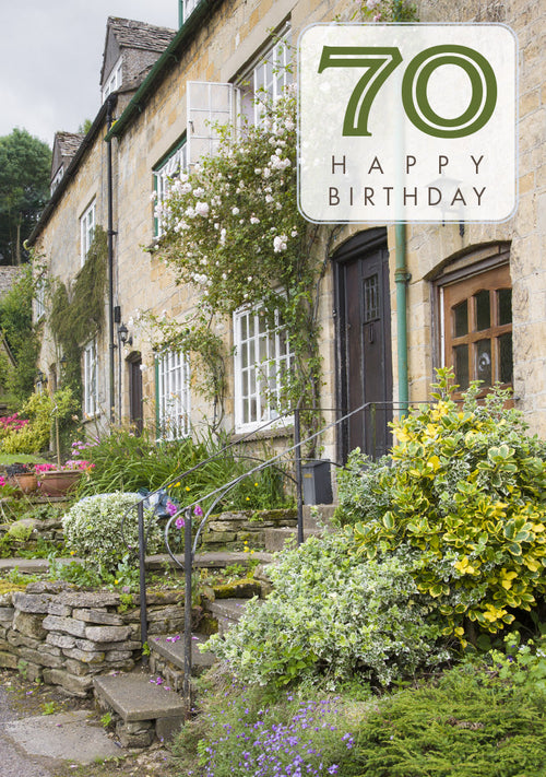 Age 70 Card - Row of Cottages  (Order in 6)