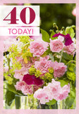 Age 40 Card - Pink Flowers  (Order in 6)