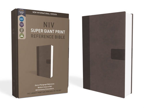 NIV, Super Giant Print Reference Bible (Font Size: 16.5-point), Leathersoft, Gray, Red Letter, Comfort Print
