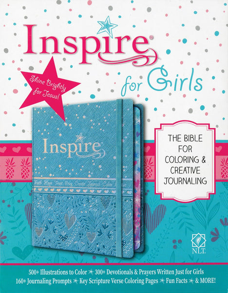 Inspire Bible for Girls NLT (Hardcover LeatherLike, Blue) : The Bible for Coloring & Creative Journaling (Illustrated)