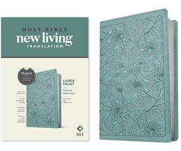 NLT Large Print Thinline Reference Bible, Filament Enabled (LeatherLike, Floral Leaf Teal, Red Letter)  (Large type / large print)