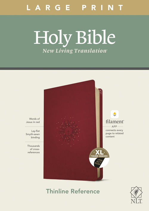 NLT Large Print Thinline Reference Bible Aurora Cranberry Indexed Red Letter (Filament Enable Edition)