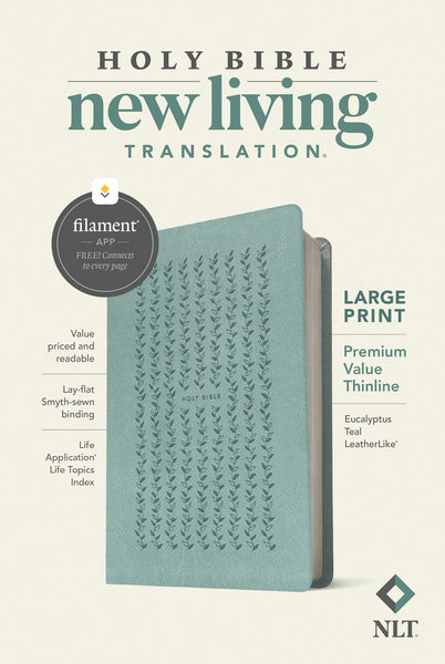 NLT Large Print Premium Value Thinline Bible, Filament Enabled (LeatherLike, Eucalyptus Teal)