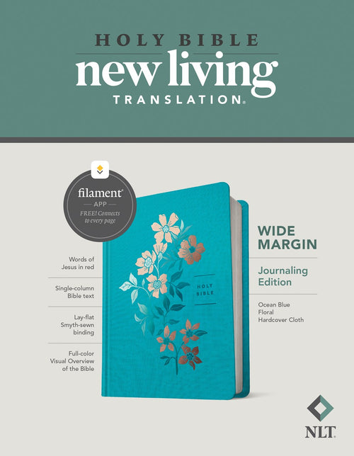 NLT Wide Margin Bible Filament Enabled Edition Ocean Blue Floral (Red Letter Edition)