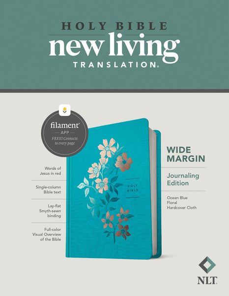 NLT Wide Margin Bible Filament Enabled Edition Ocean Blue Floral (Red Letter Edition)