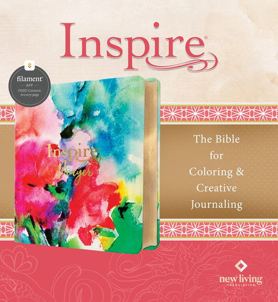 Inspire PRAYER Bible NLT, Filament Enabled (LeatherLike, Joyful Colors with Gold Foil Accents) : The Bible for Coloring & Creative Journaling