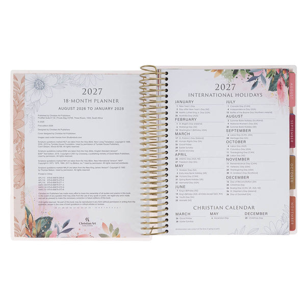 2027 Strength and Dignity 18-Month Spiral Planner with Elastic Closure - Proverbs 31:25