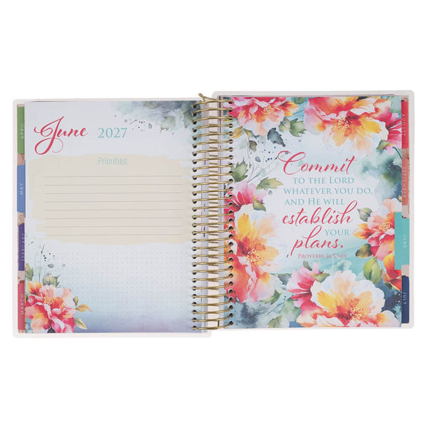 2027 Strength and Dignity 18-Month Spiral Planner with Elastic Closure - Proverbs 31:25