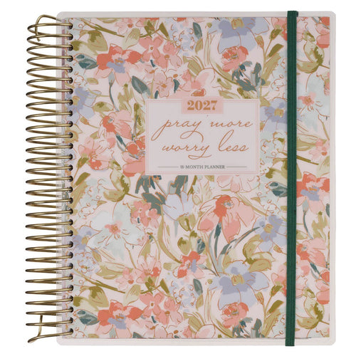 2027 Pray More Worry Less 18-Month Spiral Planner w Closure