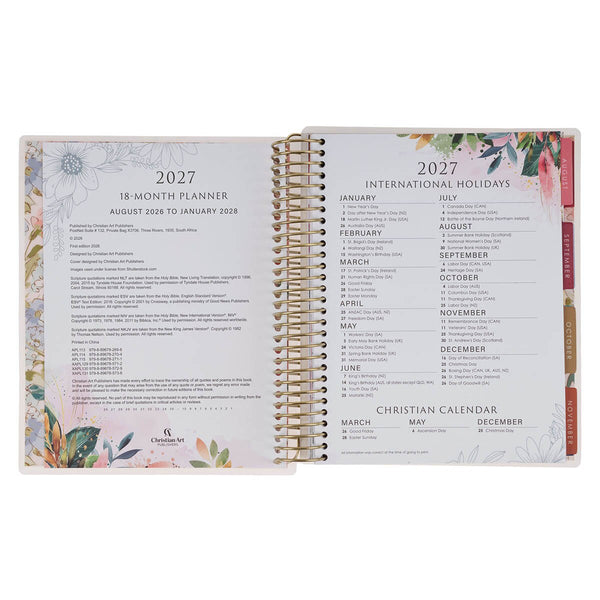 2027 Pray More Worry Less 18-Month Spiral Planner w Closure