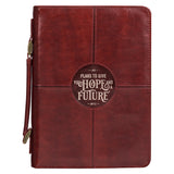 Hope and a Future Chestnut Brown Faux Leather Classic Bible Cover - Jeremiah 29:11