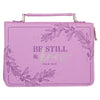 Be Still & Know Purple Laurel Faux Leather Fashion Bible Cover - Psalm 46:10