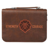Strength and Courage Honey-brown Faux Leather Classic Bible Cover - Joshua 1:9