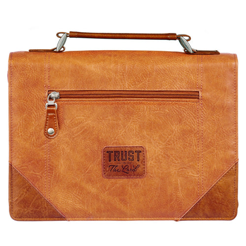 Trust in the Lord Tan and Honey-brown Classic Bible Cover - KI Gifts Christian Supplies