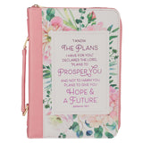 Plans Pink Bouquet Faux Leather Fashion Bible Cover - Jeremiah 29:11