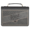 Trust in the Lord Charcoal Faux Leather Bible Cover - Proverbs 3:5