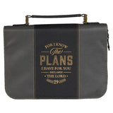 The Plans Black and Charcoal Faux Leather Classic Bible Cover - Jeremiah 29:11