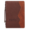 Faith Burnt Chestnut Brown Faux Leather Classic Bible Cover - Matthew 17:20 - KI Gifts Christian Supplies