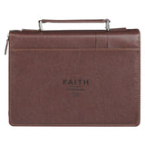Faith Burnt Chestnut Brown Faux Leather Classic Bible Cover - Matthew 17:20