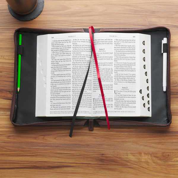 Faith Burnt Chestnut Brown Faux Leather Classic Bible Cover - Matthew 17:20