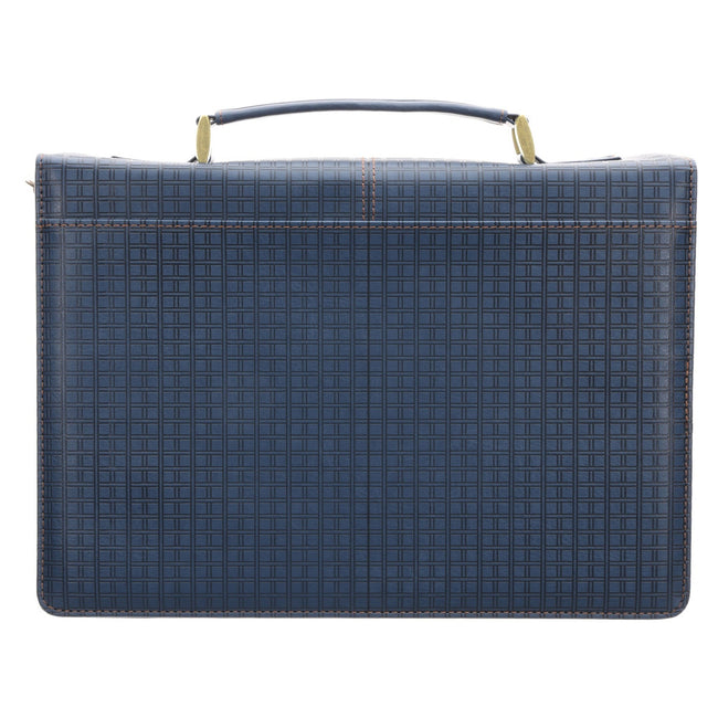 The Plans Modern Blue Grid Faux Leather Bible Cover - Jeremiah 29:11