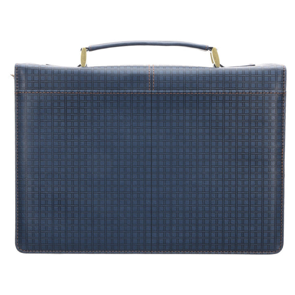 The Plans Modern Blue Grid Faux Leather Bible Cover - Jeremiah 29:11