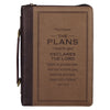 The Plans Cocoa Brown and Taupe Faux Leather Classic Bible Cover - Jeremiah 29:11 - KI Gifts Christian Supplies