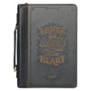 Trust in the Lord Black and Gray Faux Leather Fashion Bible Cover - Proverbs 3:5