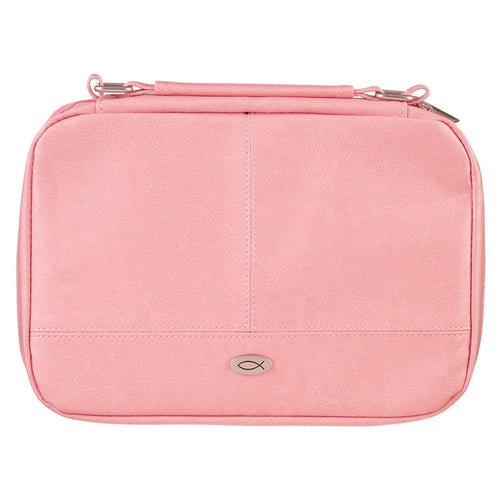 Two-fold Pink Faux Leather Organizer Bible Cover - KI Gifts Christian Supplies